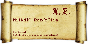 Milkó Rozália névjegykártya